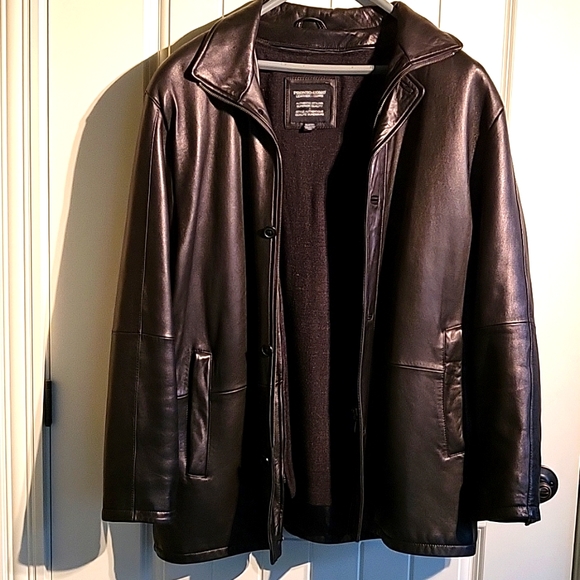 Pronto Uomo black leather jacket w/ removable wool liner. XLG - Picture 1 of 3